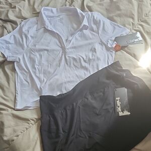 Hind White Crop Top and Black Bottom Set